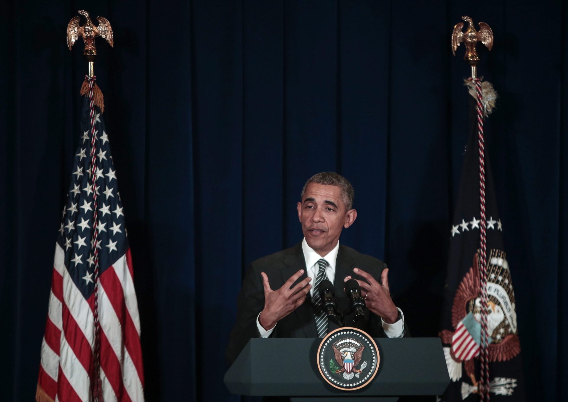 Obama. “Ir a Paris para a conferência sobre o clima mostra que não temos medo”