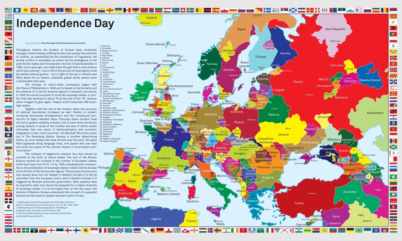 O mapa da Europa se as causas independentistas vingassem