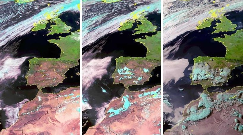 Nestas imagens é possível ver a formação da tempestade que causou o incêndio