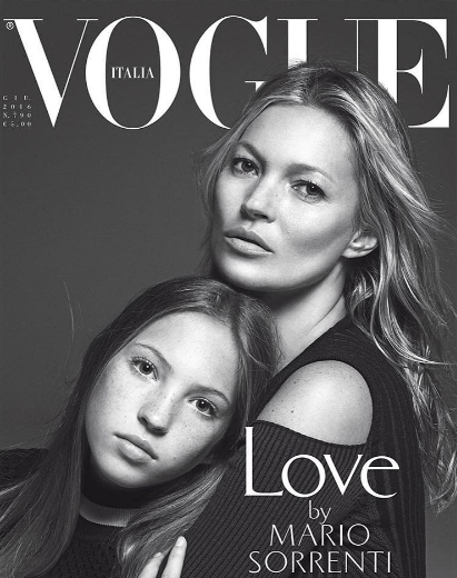 Kate Moss e filha de 13 anos em capa da Vogue