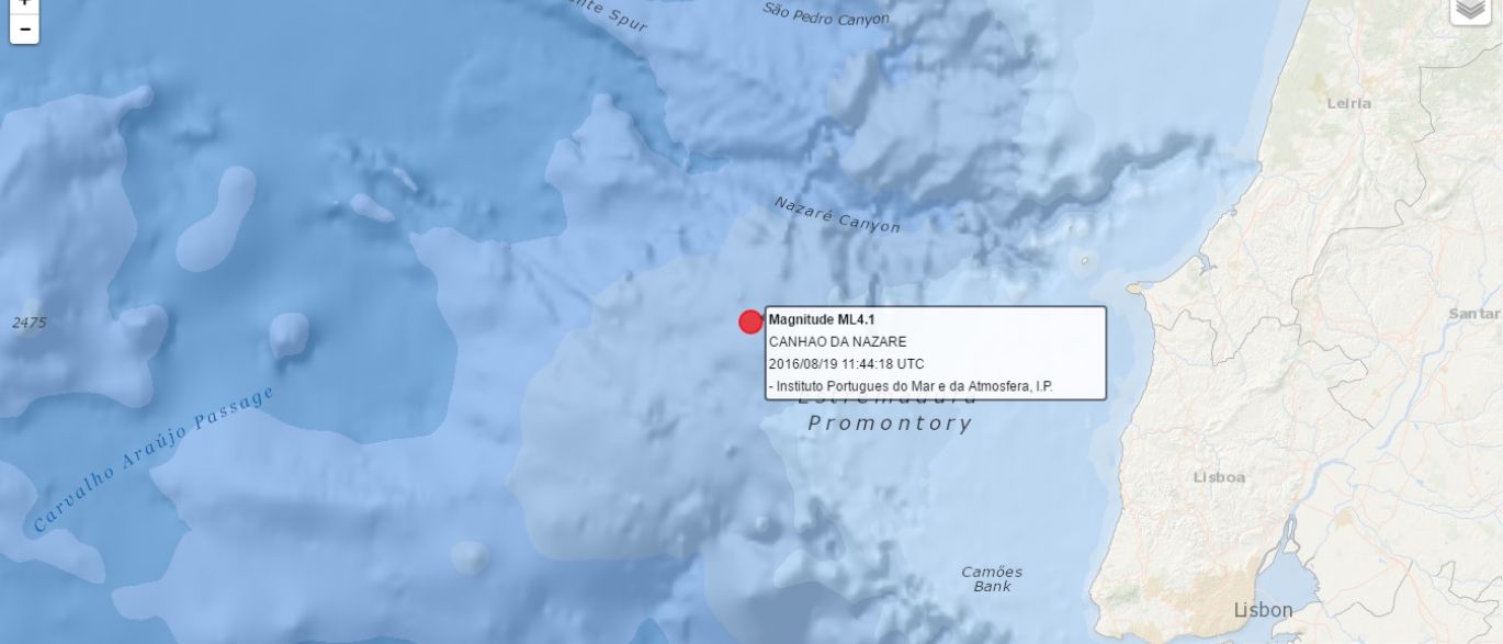 Sismo de 4.1 a Oeste de Peniche