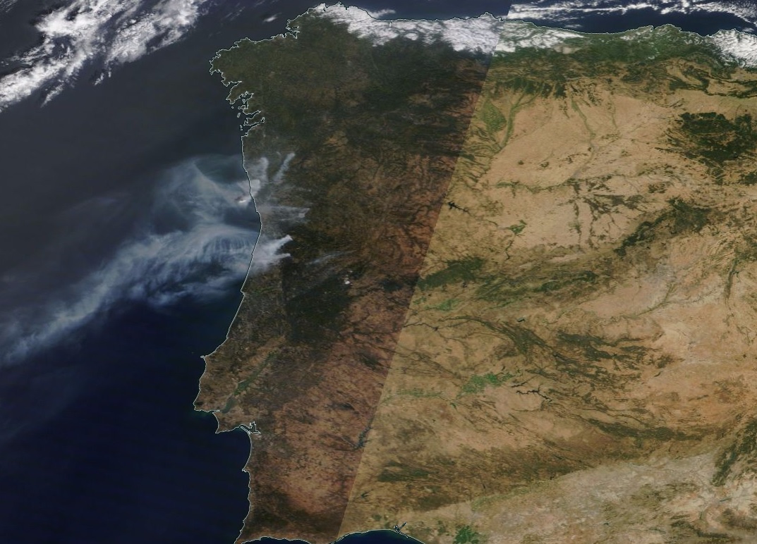 NASA partilha imagem dos fogos em Portugal vistos do Espaço