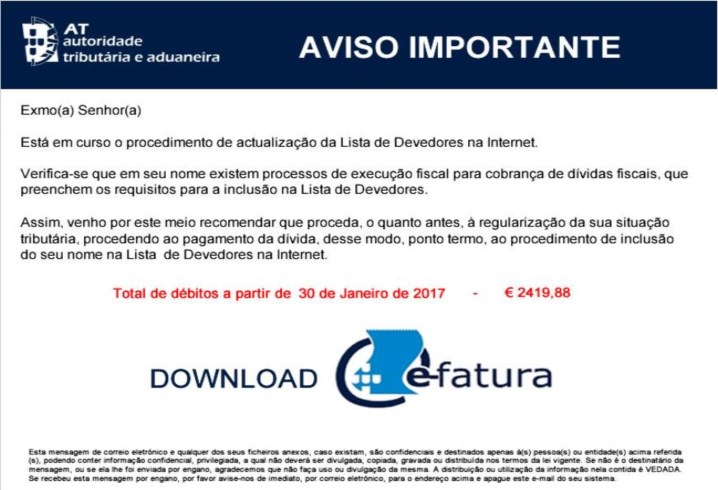 Alerta. Estão a circular emails falsos das Finanças