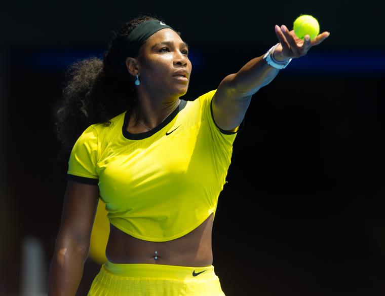 Serena Williams . “É a altura do dia em que vou fazer testes antidoping aleatórios”