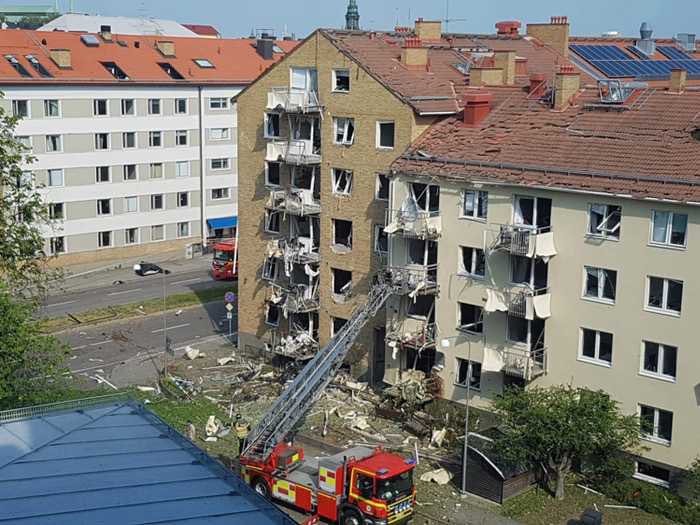 Dois prédios destruidos com explosão na Suécia