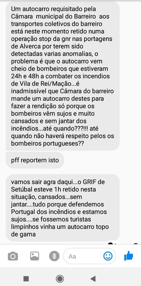 Queixa de bombeiro no Facebook abre averiguações a transporte utilizado para rendição