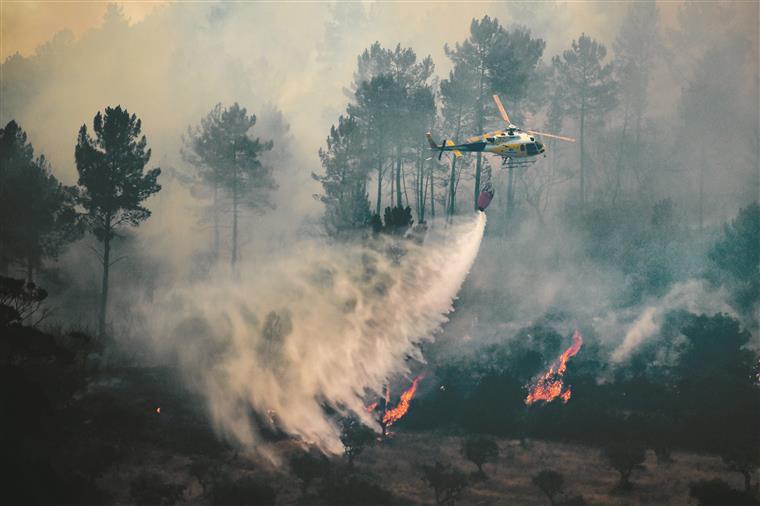 10 meios aéreos combatem chamas em Pampilhosa da Serra. Chamas avançam para o Fundão