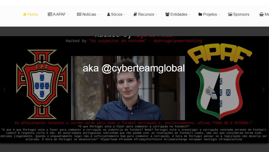 Grupo de hackers invadem site da  Associação Portuguesa de Árbitros de Futebol