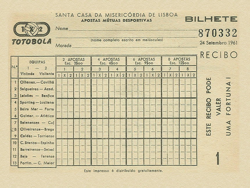 Totobola. Os 60 anos do 1 X 2