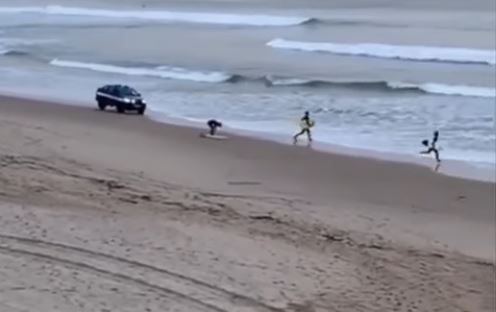 Vídeo mostra surfistas a entrar no mar em Carcavelos para fugir à polícia