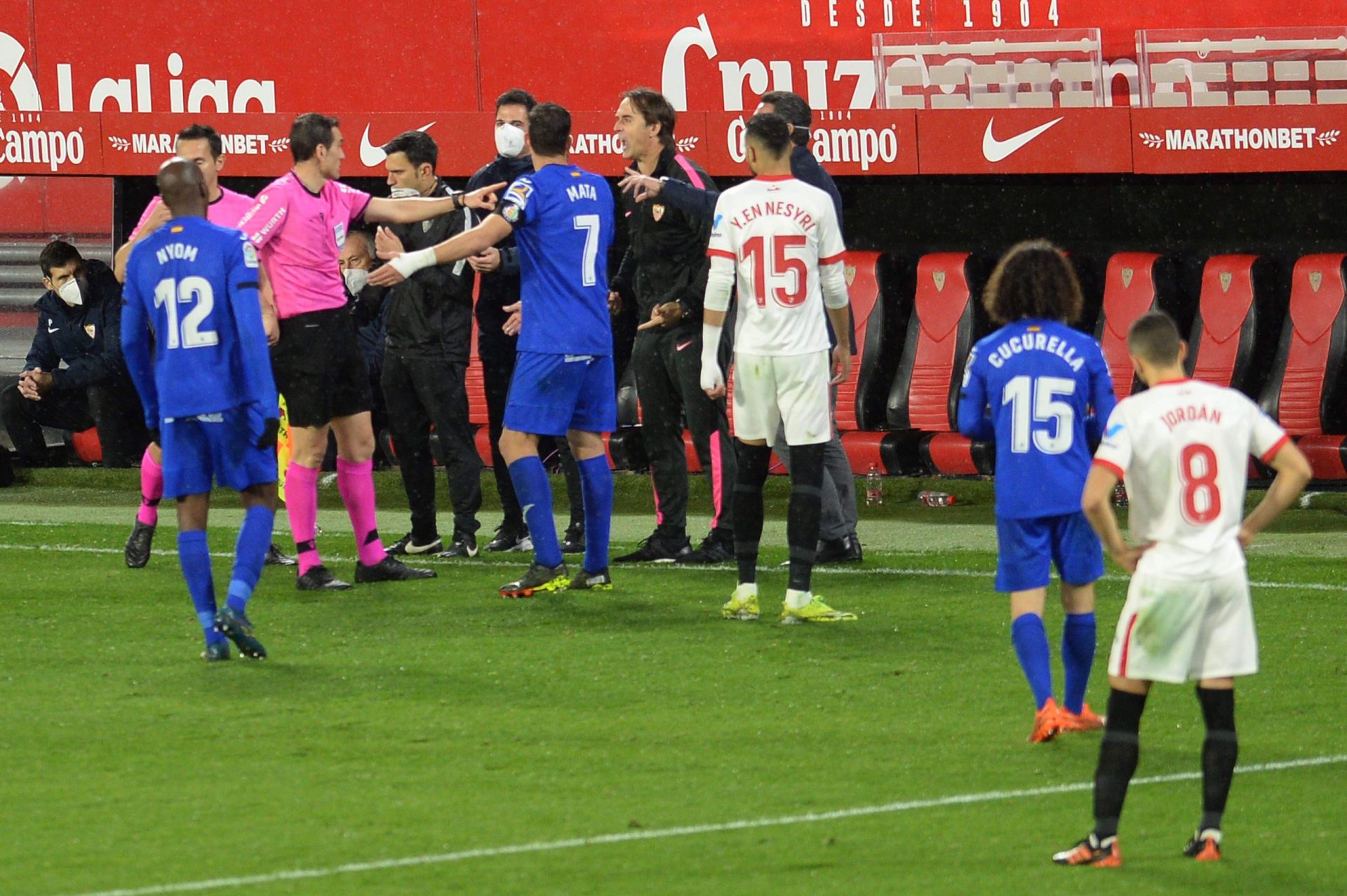 Lesão de Ocampos gera polémica entre Lopetegui e Bordalás