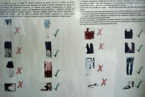 Dress Code. Polémico cartaz com regras de vestuário em escola da Amadora já foi retirado
